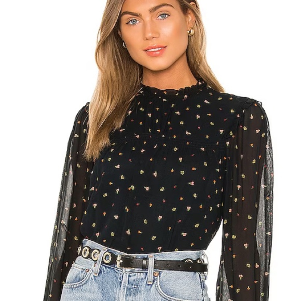Sanctuary Grunge Girl Smocked Blouse in Perennial Night